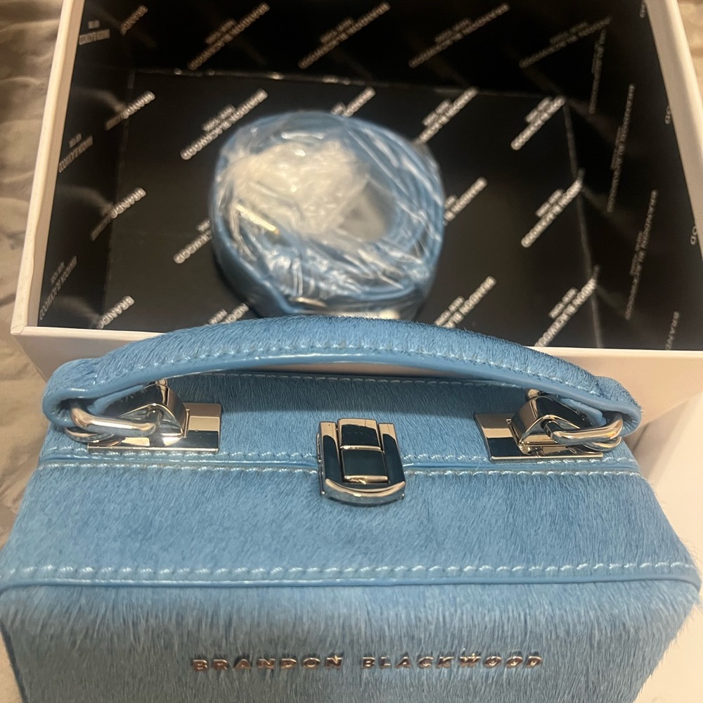 Brandon Blackwood Sky Blue Fur Mini Bag - Picture 4 of 6
